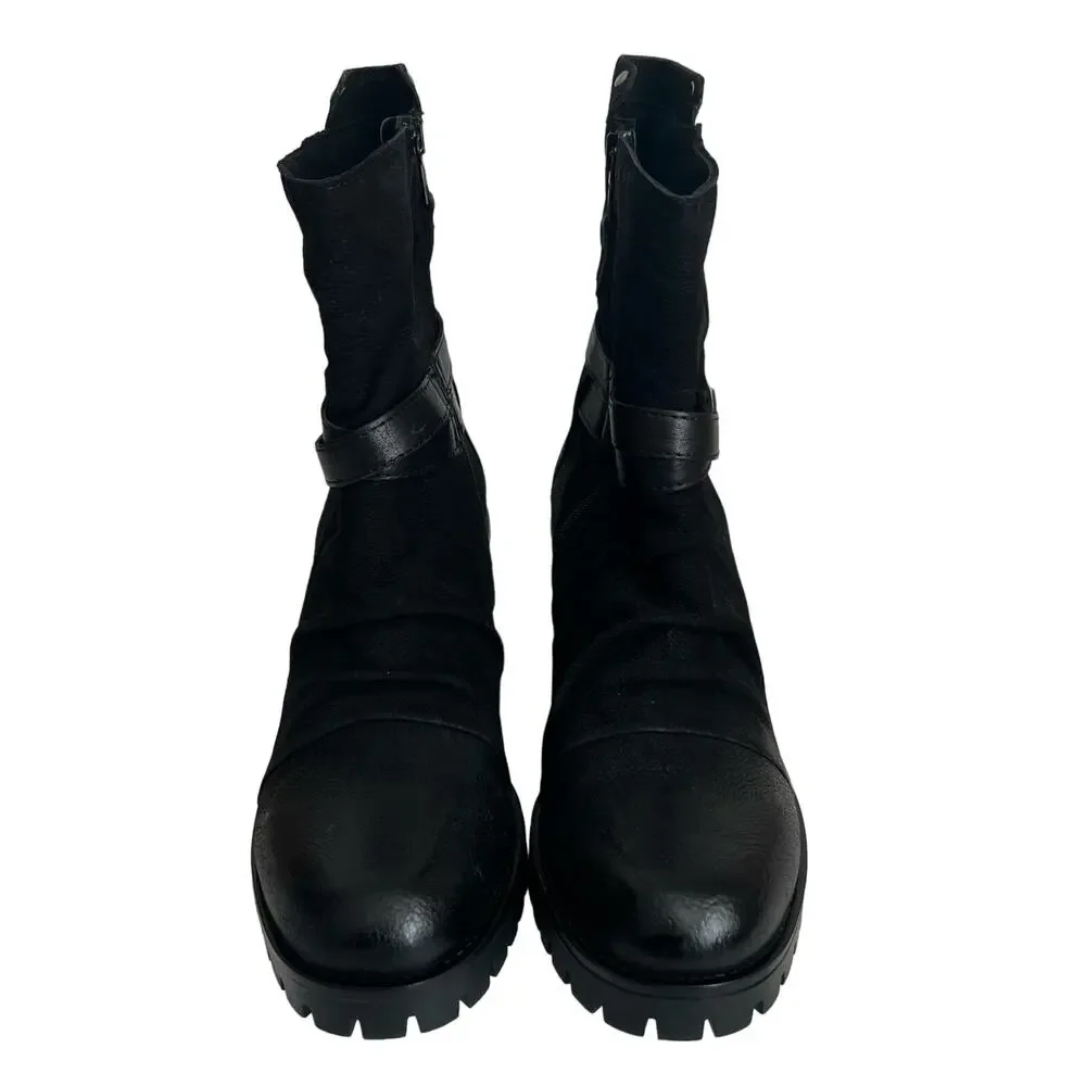 Miz Mooz Marjorie Leather Wraparound Ankle Strap Moto Boots Size 42 EU - Picture 3 of 14